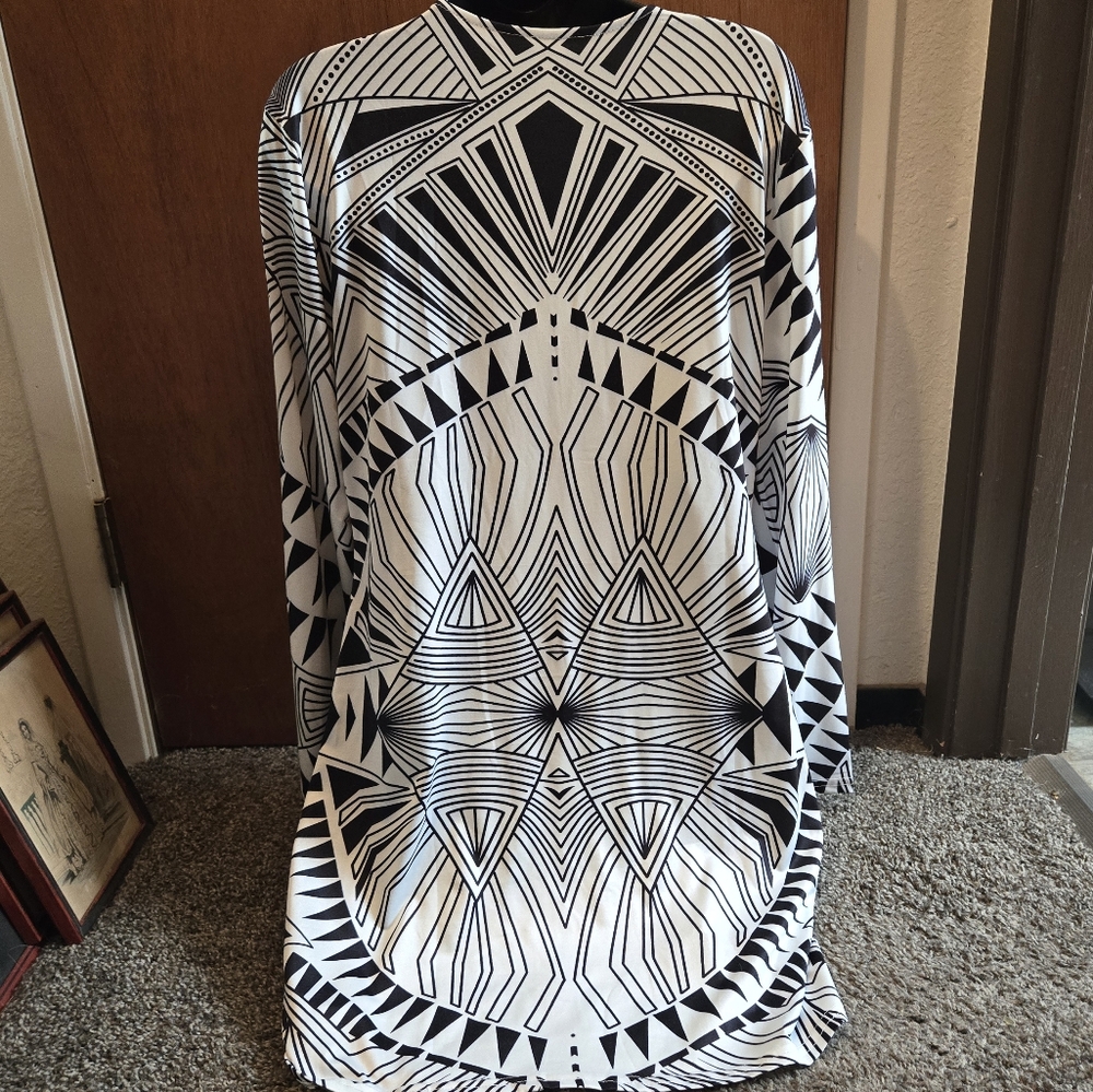 Gorgeous black & white geometric kimono style dress szXL no brand - Picture 7 of 8
